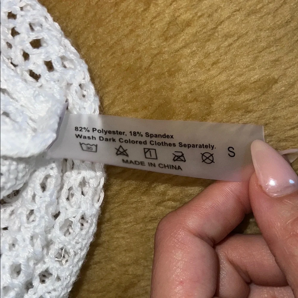 SHEIN? | Women’s Size S White Crochet Tie-Front Cardigan/Top - Picture 3 of 5
